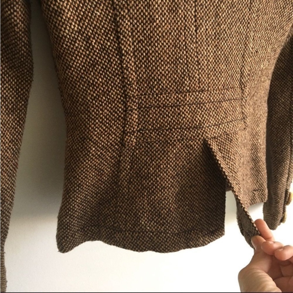 (SOLD) Aritzia Talula Brown Tweed Wool Blend Button Front Blazer Jacket XS - Picture 6 of 9